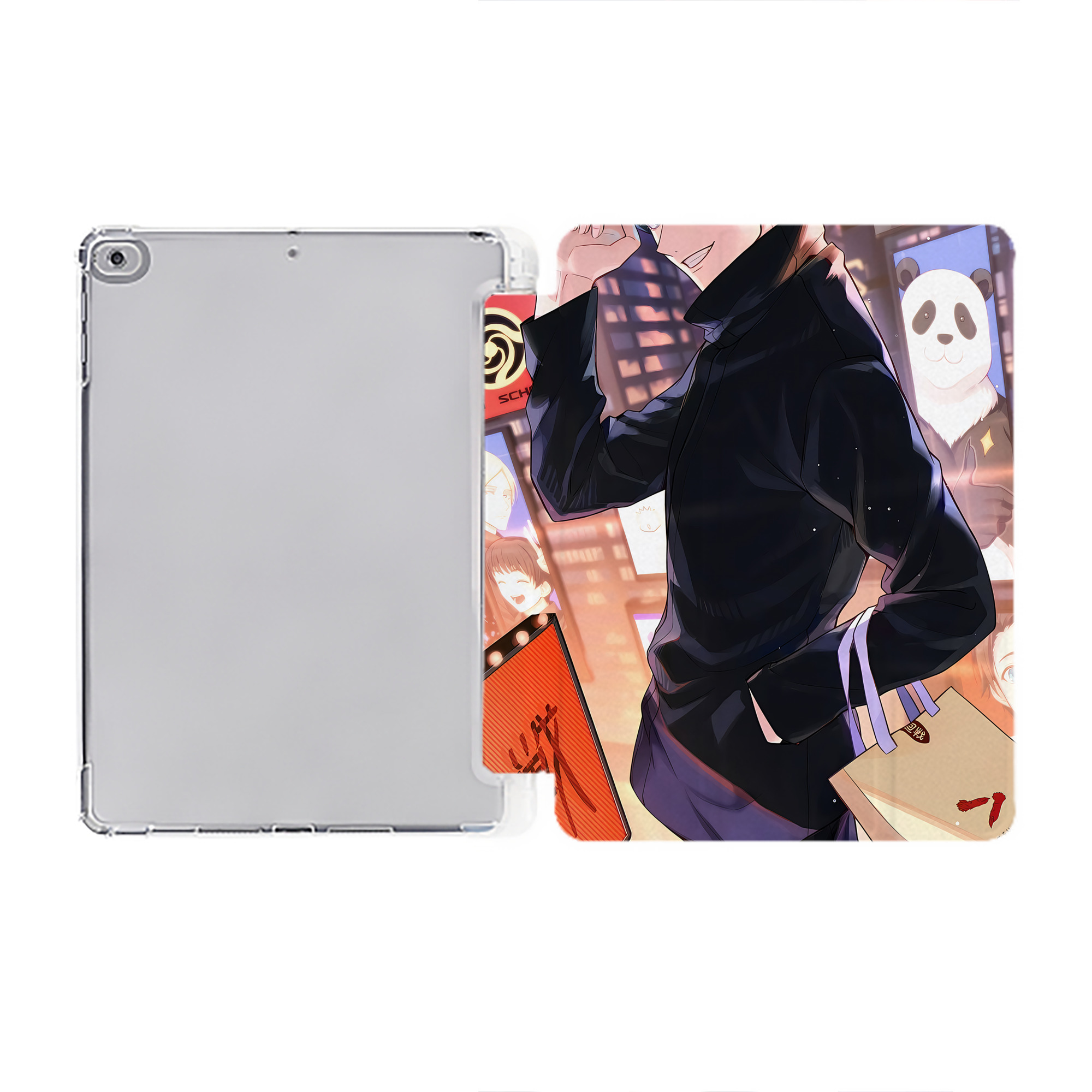 （画像用） 呪術廻戦 Jujutsu Kaisen IPad ケース ペン収納付き 三つ折りスタンド PUレザー×シリコン 対応機種9.5/10.5/10.9インチ